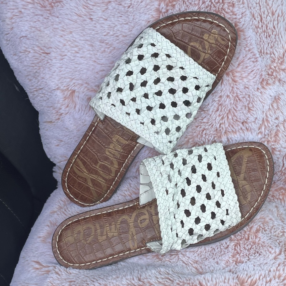 SAM EDELMAN WHITE/BROWN SANDAL/SLIDES-NEW W/O BOX